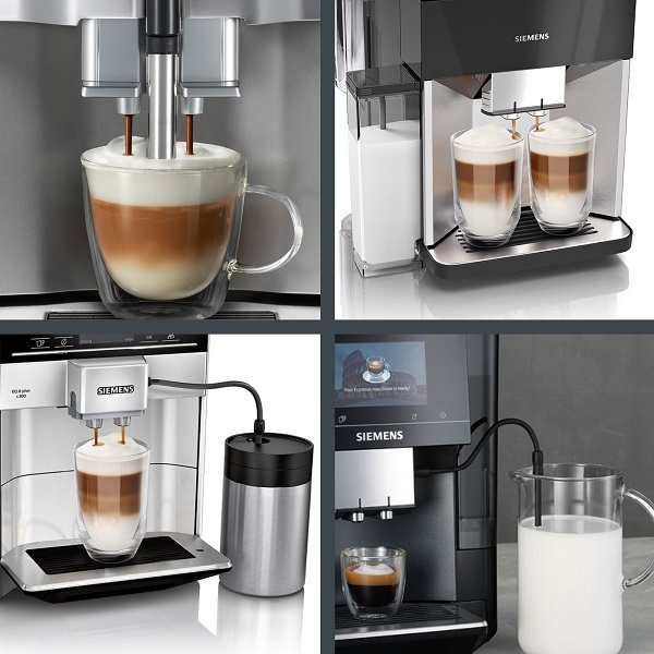 Kávovary SIEMENS: Príprava mliečnych sšpecialít tromi spôsobmi